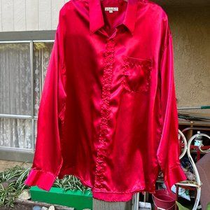 Men's red satin shirt
